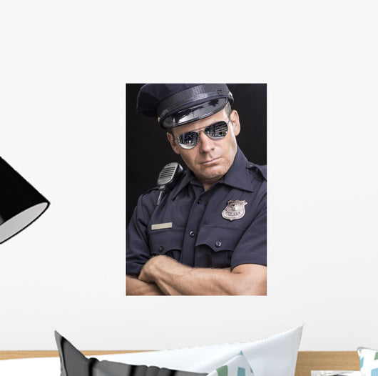 Tough Uniformed Street Cop Wall Decal