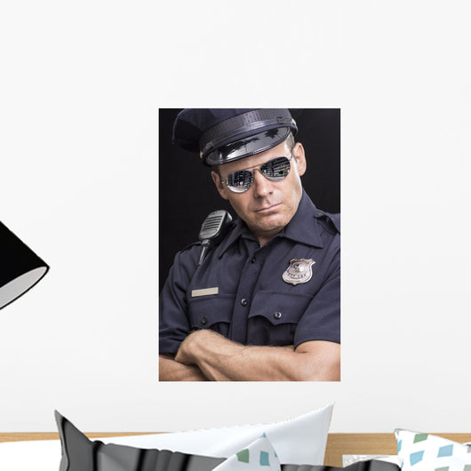 Tough Uniformed Street Cop Wall Decal