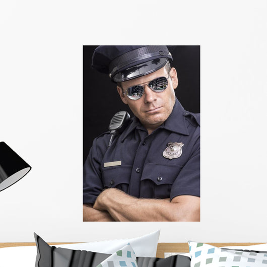 Tough Uniformed Street Cop Wall Decal