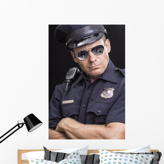 Tough Uniformed Street Cop Wall Decal