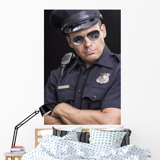 Tough Uniformed Street Cop Wall Decal