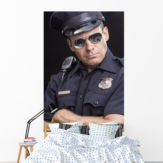 Tough Uniformed Street Cop Wall Decal
