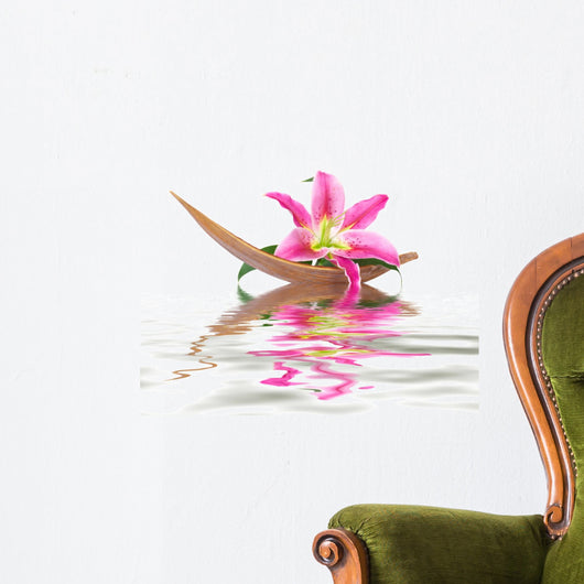 Lily Flower Set on a Coco Leaf Wall Decal