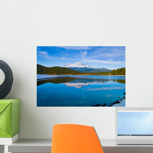 Mountain reflecting in the lake in Northern California Wall Mural