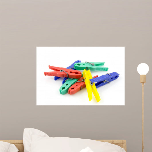 Colorful Plastic Clothespins over
