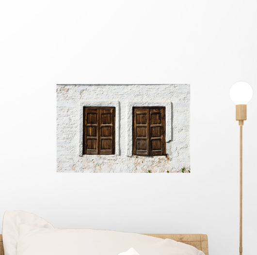 Tow Rustic Windows Wooden Wall Mural