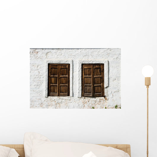 Tow Rustic Windows Wooden Wall Mural