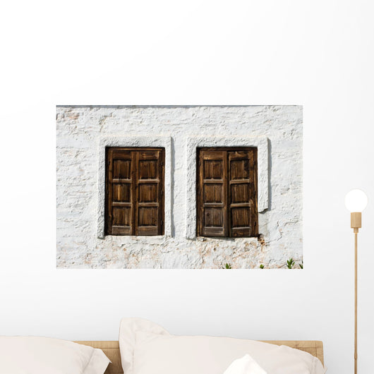 Tow Rustic Windows Wooden Wall Mural