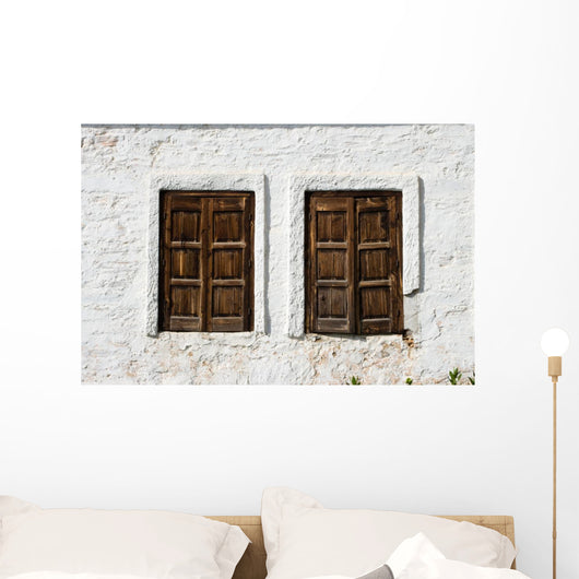 Tow Rustic Windows Wooden Wall Mural