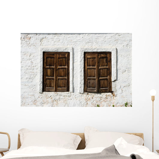 Tow Rustic Windows Wooden Wall Mural