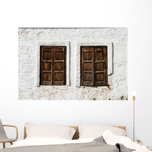 Tow Rustic Windows Wooden Wall Mural