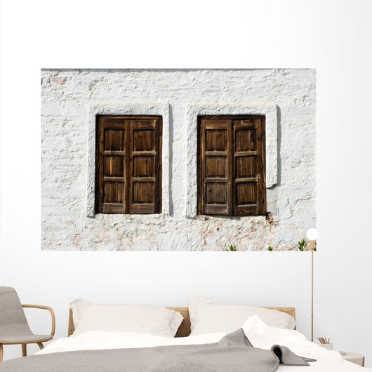 Tow Rustic Windows Wooden Wall Mural