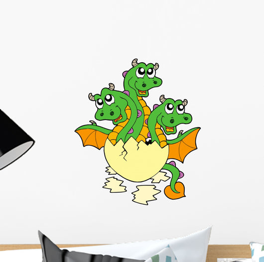 Little Three Headed Dragon in Egg Wall Decal