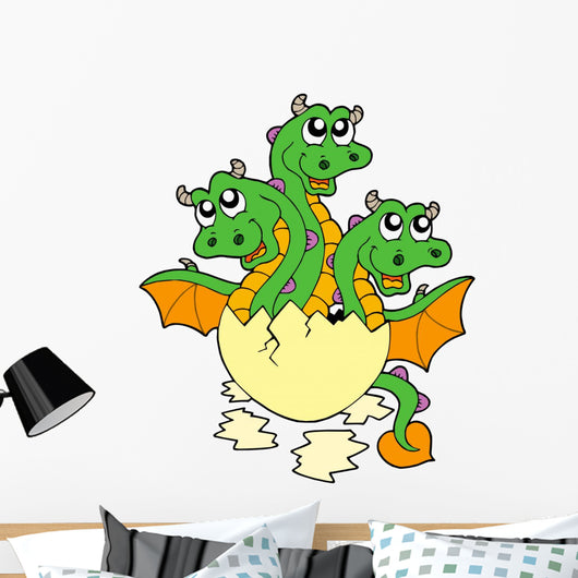 Little Three Headed Dragon in Egg Wall Decal