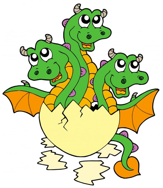 Little Three Headed Dragon in Egg Wall Decal