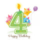 Happy Birthday Candle and Animals Isolated on white Wall Decal