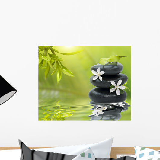 Spa Still Life With White Flowers Wall Mural