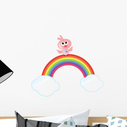 Rainbow Clouds and Bird Wall Mural