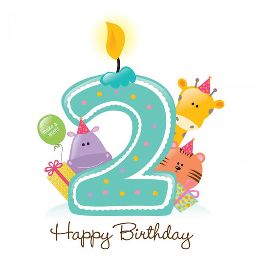 Happy Birthday Candle and Animals Isolated on white Wall Decal