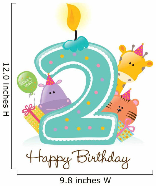 Happy Birthday Candle and Animals Isolated on white Wall Decal