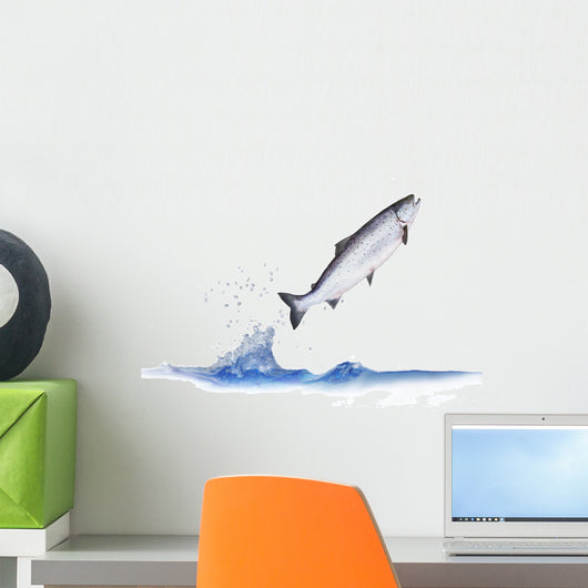 jumping out from water salmon Wall Decal