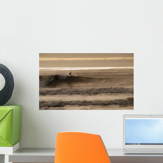surfing at long beach, new york Wall Mural
