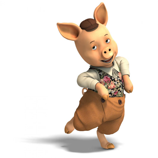 Cute cartoon pig with clothes Wall Decal