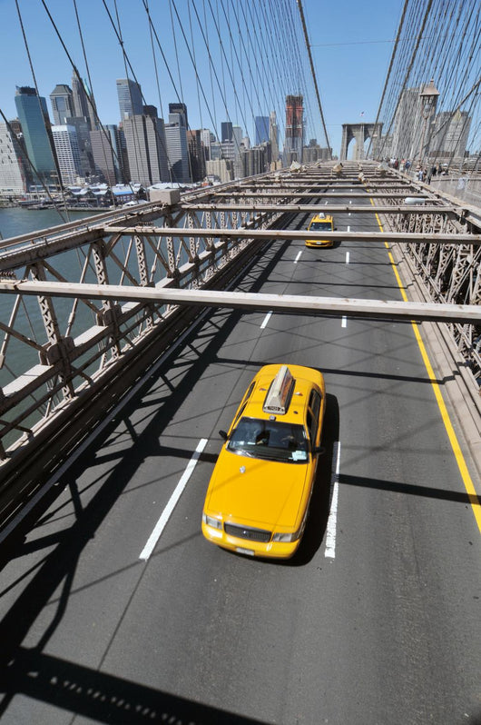Brooklyn bridge & Yellow Cab. Wall Mural