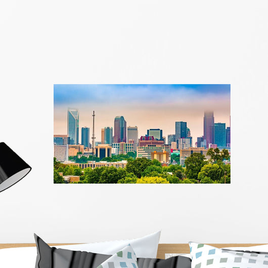 Charlotte NC Skyline Foggy Wall Decal
