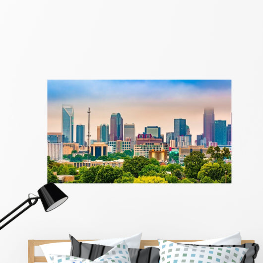 Charlotte NC Skyline Foggy Wall Decal
