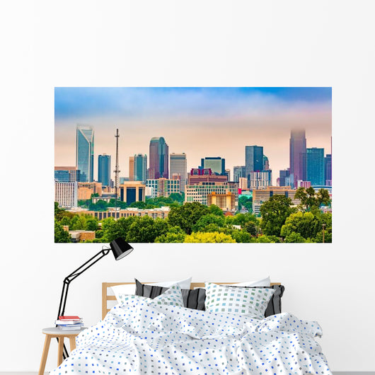 Charlotte NC Skyline Foggy Wall Decal