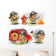 Teddy Bear Firefighter Wall Decal Sticker Set