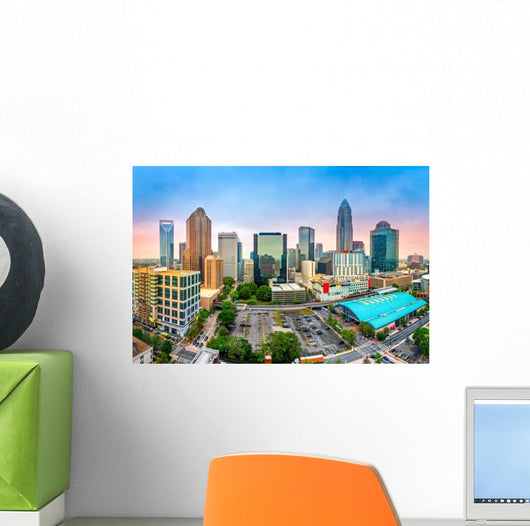 Aerial Charlotte NC Skyline Wall Decal