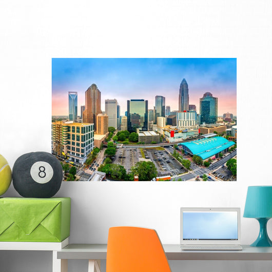 Aerial Charlotte NC Skyline Wall Decal