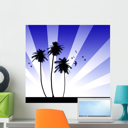 Abstract palm & summer background Wall Mural