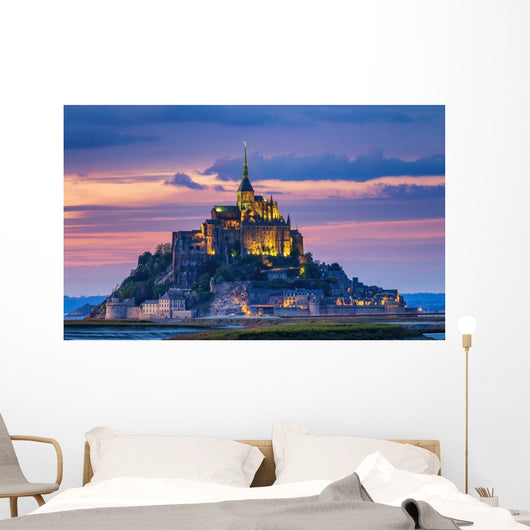 Mont Saint-Michel Sunset Light Wall Decal