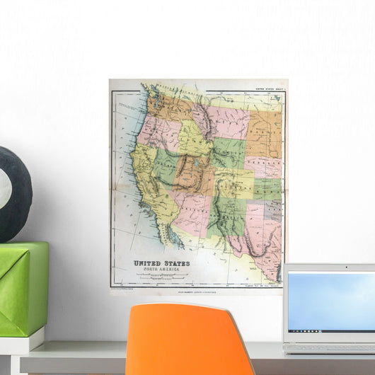 Old map of America, 1870 Wall Mural