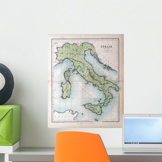 Old map of Italy, 1870 Wall Mural