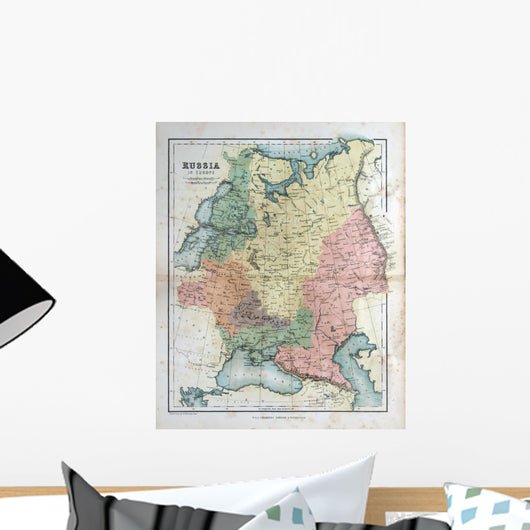Old map of Russia, 1870 Wall Mural