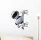 White Futuristic Peeking Robot Wall Decal