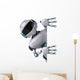 White Futuristic Peeking Robot Wall Decal