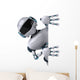 White Futuristic Peeking Robot Wall Decal