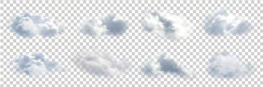 Eight Realistic Clouds Wall Decal Sticker Set