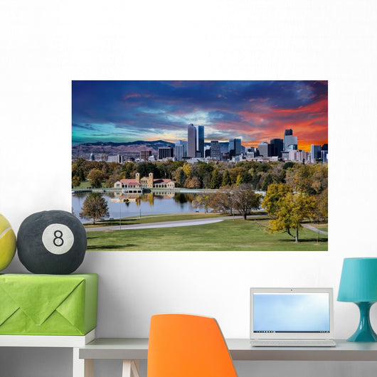 Denver Skyline and Mountains Wall Decal