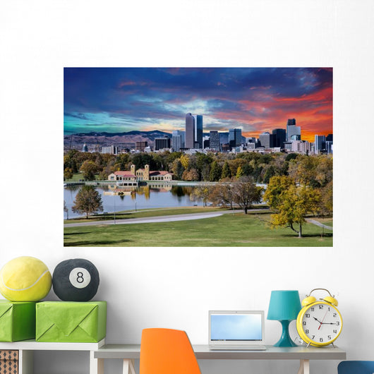 Denver Skyline and Mountains Wall Decal