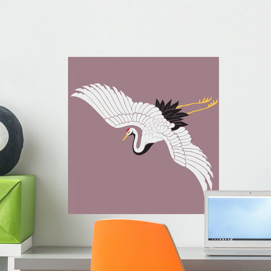 Japanese white crane Wall Mural