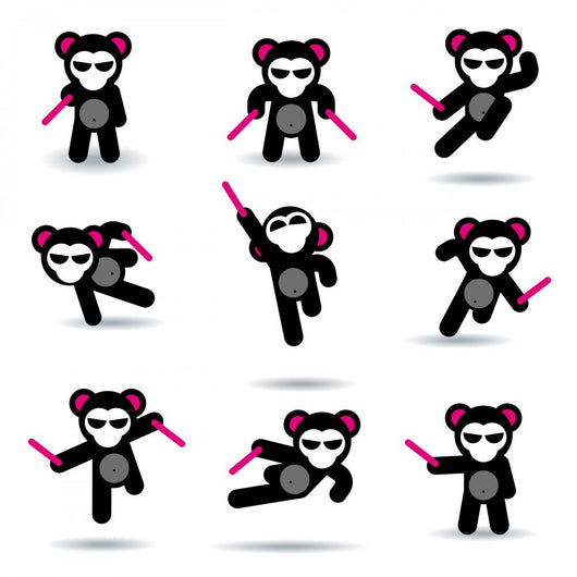 Nine Ninja Bears Wall Stickers