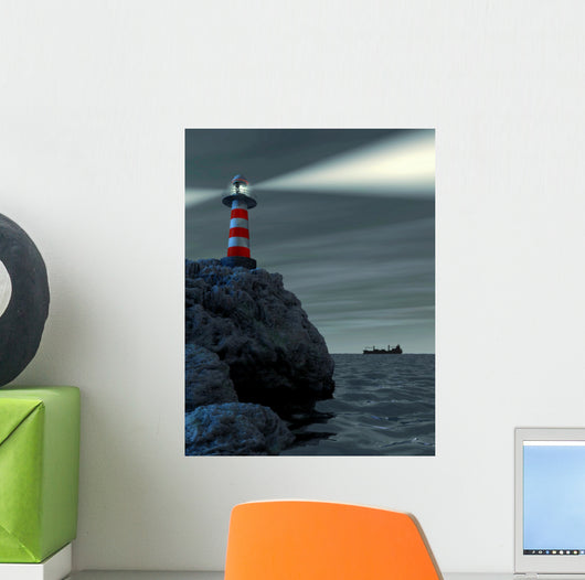 Lighthouse on a Cliff Wall Mural