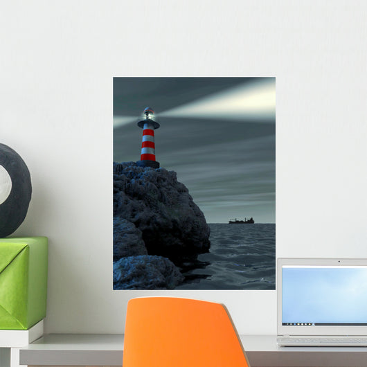 Lighthouse on a Cliff Wall Mural
