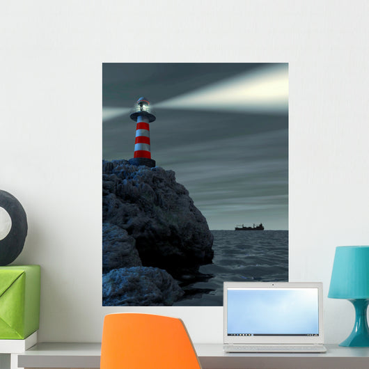 Lighthouse on a Cliff Wall Mural